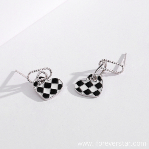 Checkerboard Women Valentines Earrings Love Earrings